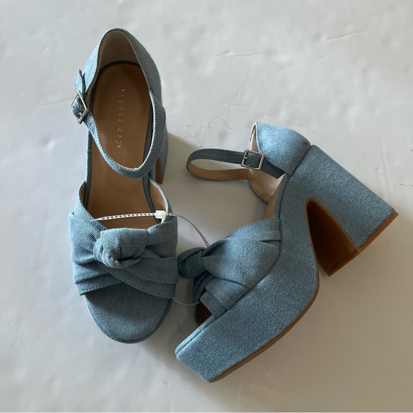 Women’s Denim Chunky Platform Sandals - Picture 2 of 6
